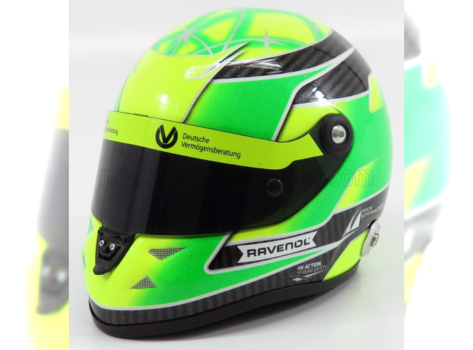 SCHUBERTH HELMET F3 Casco Helmet Dallara Team Theodore Racing - Prema Powerteam N 4 European Champion (2018) Mick Schumacher, Green Yellow