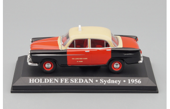 HOLDEN FE SEDAN TAXI SYDNEY 1956 RED BLACK BEIGE