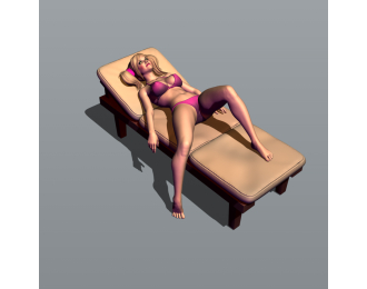 Фигура Красотка на шезлонге 6 (масштаб 1:24), окрашенная