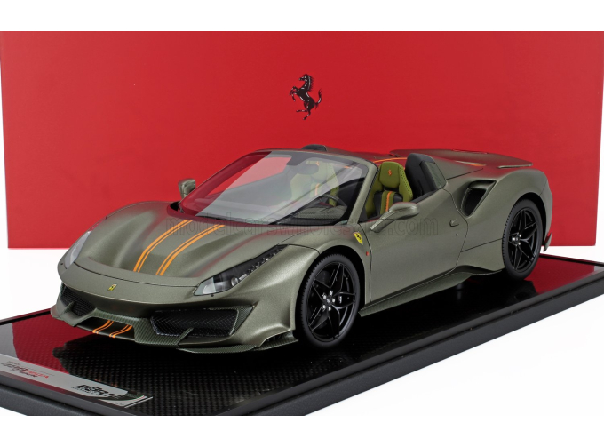 FERRARI 488 Pista Spider (2018) - Con Vetrina - With Showcase, Verde Manzoni - Matt Green Yellow