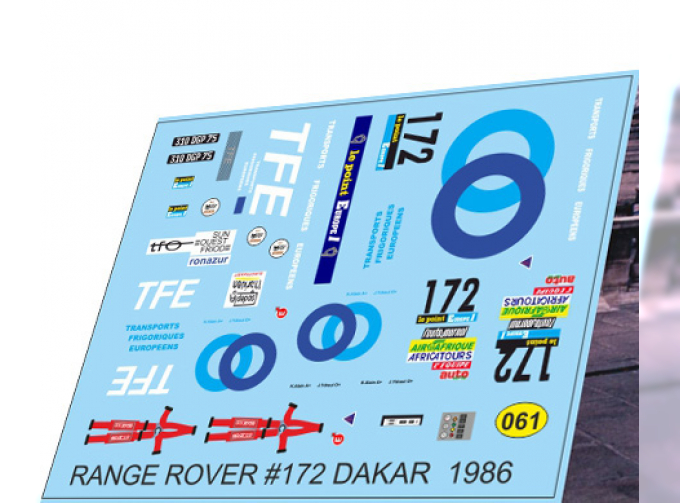 Декаль LAND ROVER №172 DAKAR 1986