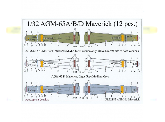 Декаль для AGM-65A/B/D Maverick (12 pcs)