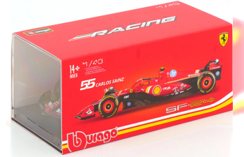 FERRARI SF-24 Team Scuderia FERRARI №55 5th Emilia Romagna Imola GP 2024 Carlos Sainz - With Pilot and Showcase - Red/Black