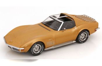 CHEVROLET Corvette C3 with removable roof parts and side pipes (1972), gold metallic