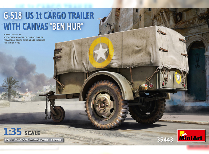 Сборная модель военный грузовой прицеп армии США Бен Хур / TRAILER Rimorchio - G-518 Us Cargo Trailer Ben Hur Military