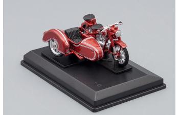 BMW R25/3 motorcycle with sidecar, red-burgundy