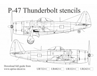 Декаль для P-47 Thunderbolt stencils со знаками отличия