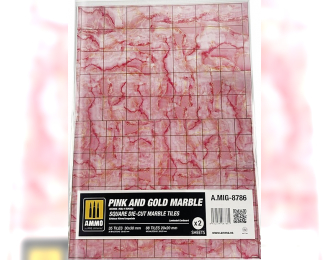 Pink and Gold Marble. Square Die-cut Marble Tiles – 2 pcs.