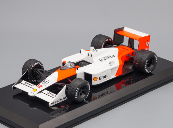 McLAREN MP4/4 Ayrton Senna #12 1988, white / orange