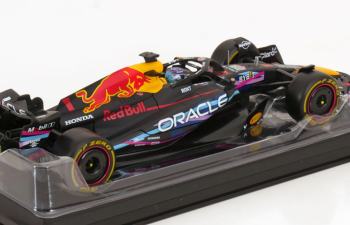 RED BULL F1 Rb19 Team Oracle Red Bull Racing №1 World Champion Winner Miami Gp (2023) Max Verstappen - With Pilot And Showcase, Matt Blue