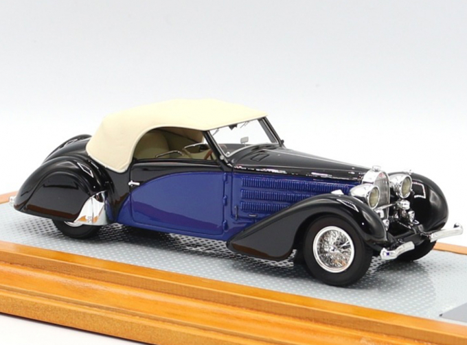 Bugatti T57 Cabriolet 1935 Stelvio Serie 2 sn57362 Restoration close Car, Blue/Black