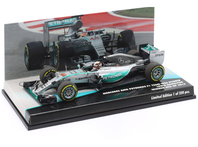 MERCEDES GP F1 W06 Amg Petronas №44 World Champion Winner Usa Gp (2015) Lewis Hamilton, Silver Green