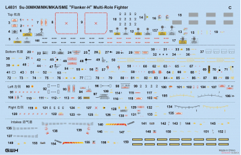 Сборная модель Российский тяжелый истребитель серии-30 ("Flanker-H") MKM/MK/MKA/SME (4 в 1)