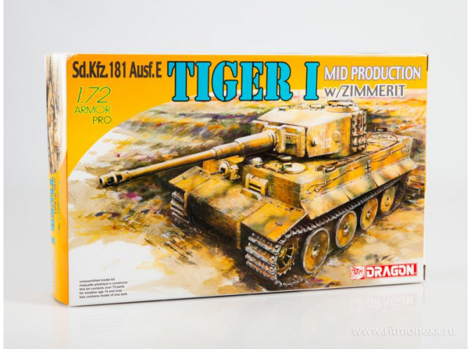 Сборная модель Немецкий тяжелый танк Tiger I средних серий с циммеритом