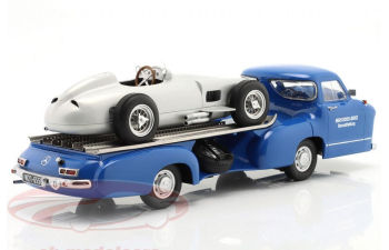 MERCEDES-BENZ Renntransporter (blue) + MERCEDES-BENZ W196 (1955), silver