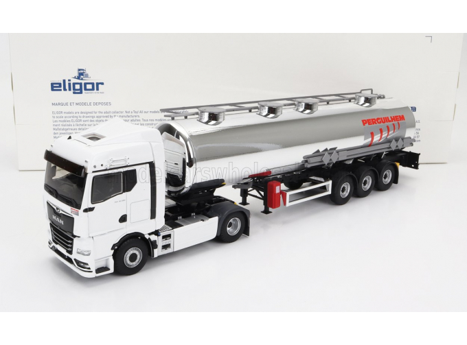 MAN Tgx 18.580 Tanker Truck Perguilehem Transports (2021), White Chrome