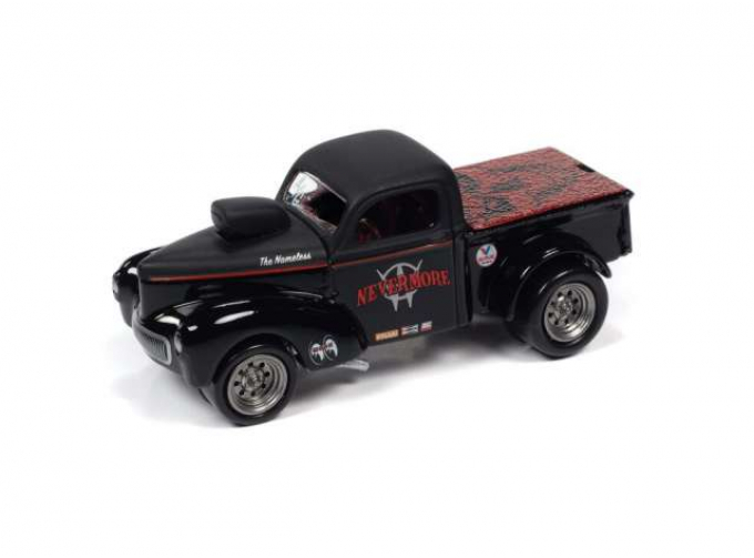 Willys Grasser Pickup (Blacked Out) (1941), Gloss/Flat Black with Metallic Red