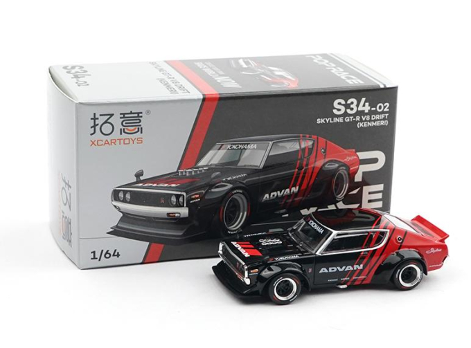 NISSAN Skyline GT-R V8 Drift (Kenmeri), black / red