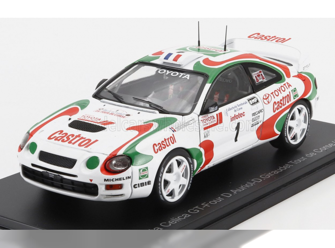 TOYOTA Celica Gt-four St205 Team Castrol №1 Winner Rally Tour De Corse (1995) Didier Auriol - Denis Giraudet, White Red Green