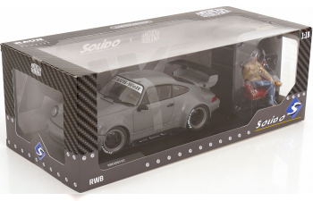 PORSCHE 911 RWB with figurine Akira Nakai (2024), matt-grey