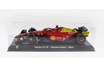 FERRARI F1-75 Scuderia Ferrari №16 Pole Position And 2nd Monza Italy Gp (2022) Charles Leclerc - Con Vetrina - With Showcase, Red Yellow