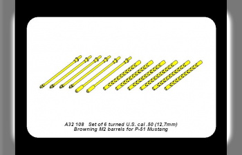 Set of 6 turned U.S. cal .50 (12,7mm) Browning M2 barrels for P- 51 Mustang