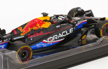 RED BULL F1 Rb19 Team Oracle Red Bull Racing №1 World Champion Winner Austin Usa Gp (2023) Max Verstappen - With Pilot And Showcase, Matt Blue