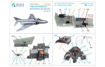 3D Декаль интерьера для F-4S Phantom II (Academy) (малая версия) (с 3D-печатными деталями)