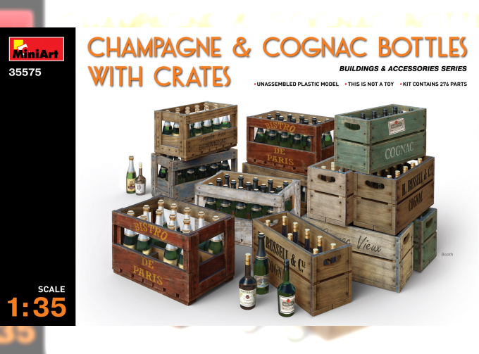 Сборная модель Аксессуары CHAMPAGNE & COGNAC BOTTLES WITH CRATES