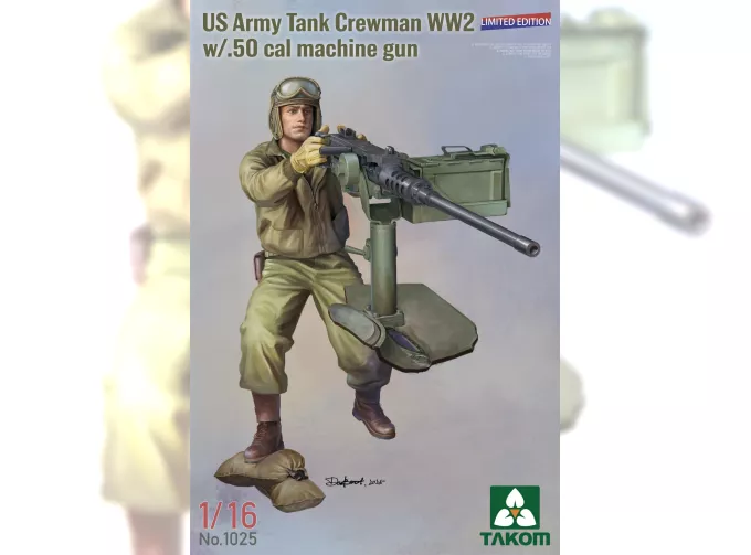 Сборная модель танкист армии США Второй мировой войны с пулеметом 50 калибра
