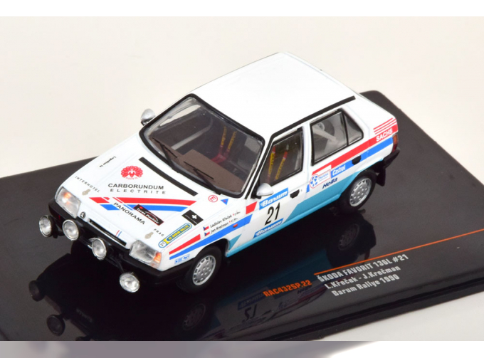 SKODA Favorit 136l (night Version) №21 Rally Barum (1990) Ladislav Krecek - Jan Krecman, White Light Blue