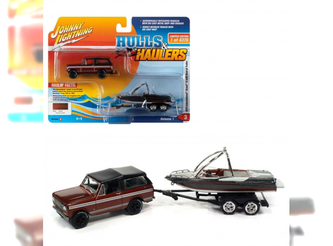 INTERNATIONAL Scout II (1979) with Malibu Boat and Trailer, Tahitian Red/ Dark Red and Black