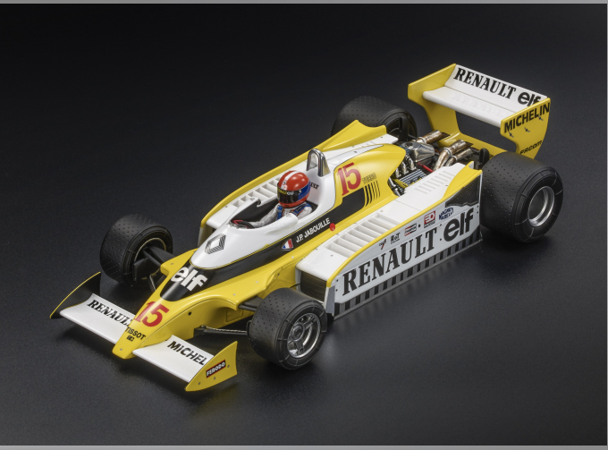 RENAULT F1 Rs10 Team Renault Elf №15 Pole Position And Winner France Gp (with Pilot Figure) (1979) Jean Pierre Jabouille, Yellow White