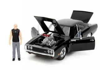 DODGE Charger R/T (1970) с фигуркой Доминик Торето, черный