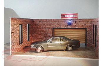 Диорама кирпичный гараж, бежевые рулонные ворота