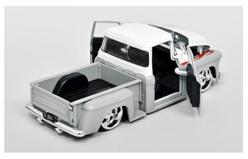 CHEVROLET Stepside Pick-Up Custom (1955), white / grey