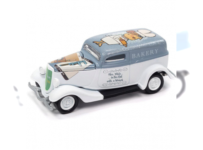 FORD Delivery, Mrs. White, Hall with Wrench & Poker Chip (1933), Flat White & Light Blue