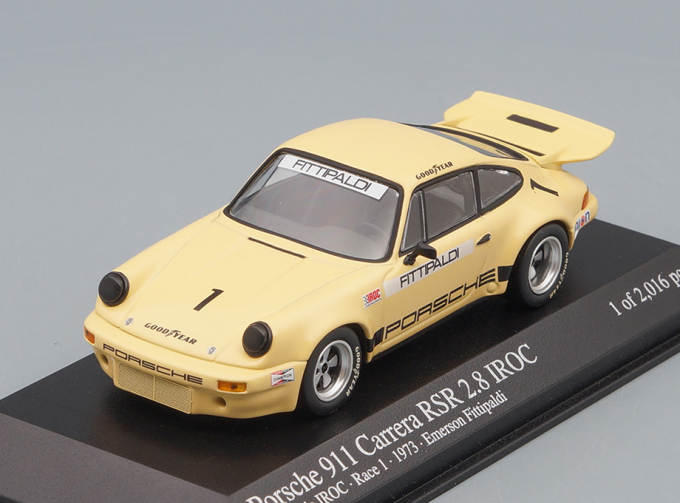 PORSCHE 911 Carrera RSR 2.8 IROC Riverside IROC 1 E. Fittipaldi (1973), light yellow