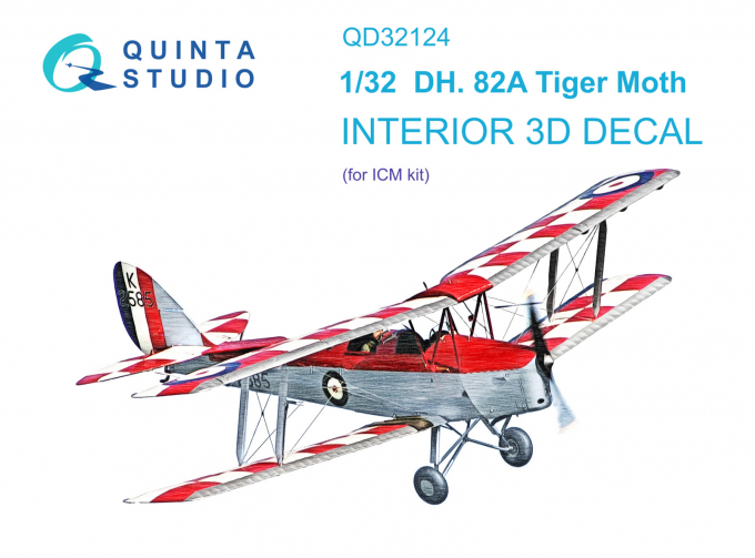 3D Декаль интерьера кабины DH 82A Tiger Moth (ICM)