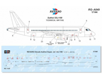 Декаль Сухой Суперджет SSJ–100 технические надписи