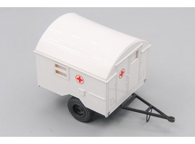Прицеп одноосный, кунг медицинский, белый