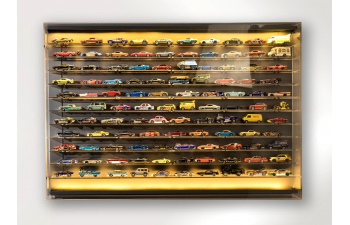 VETRINA DISPLAY BOX Espositore - For 120 Cars 1/64 Lungh.lenght Cm 89.0 X Largh.width Cm 8.0 X Alt.height Cm 61.0 (altezza Utile Tra I Ripiani Cm 4.5 Inner Height Among Shelves), Plastic Display