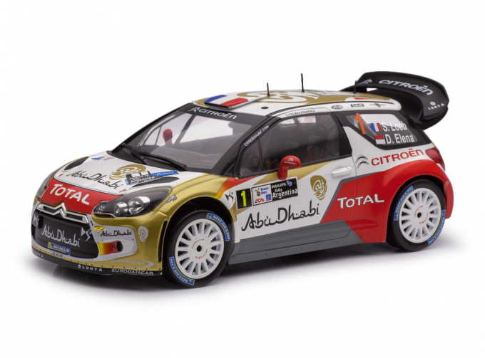 CITROËN DS3 WRC S.Loeb / D.Elena #1 белый с красным и золотистым