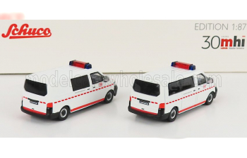 VOLKSWAGEN Set 2x T5 Minibus With Figures (2010), White Orange