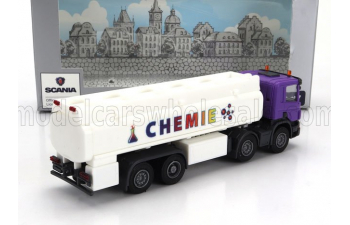 SCANIA P124.860 Tanker Truck Chemie 3-assi (1988), White Purple