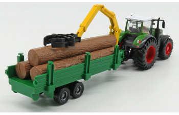 FENDT Vario 1000 Tractor With Trailer Trunk Transport (2016) - Trasporto Tronchi, Green Grey Wood