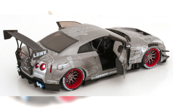 NISSAN GT-R (R35) with LBWK Body Kit Type 2 0 (2020), matt-grey metallic/ white