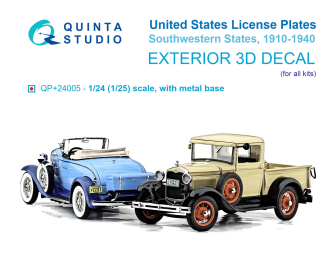 3D Декаль Автомобильные номера США, юго-западные штаты, 1910-1940 (для всех моделей) (на метал. основании)
