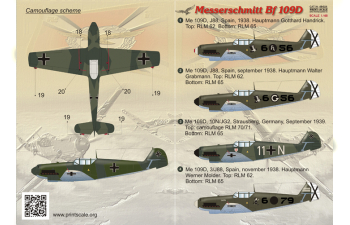 Me-109 D Scale 1/48 Wet decal