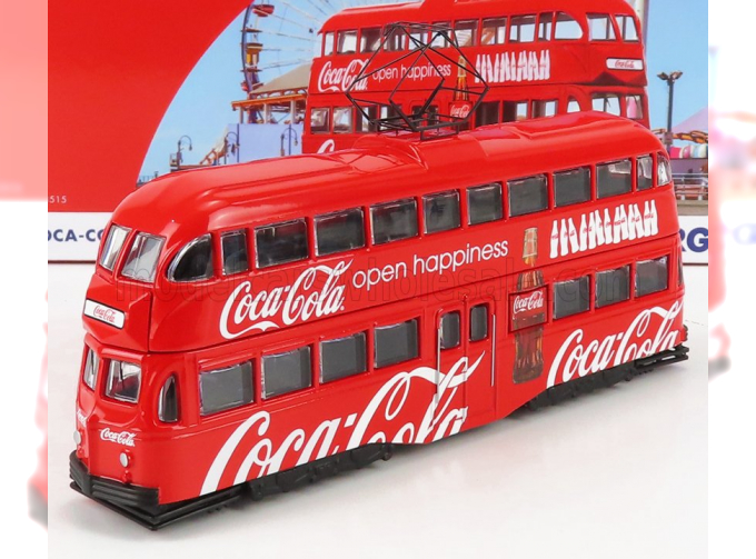 BLACKPOOL Decker Double Tram Autobus Coca-cola Open Happiness (1934), Red White